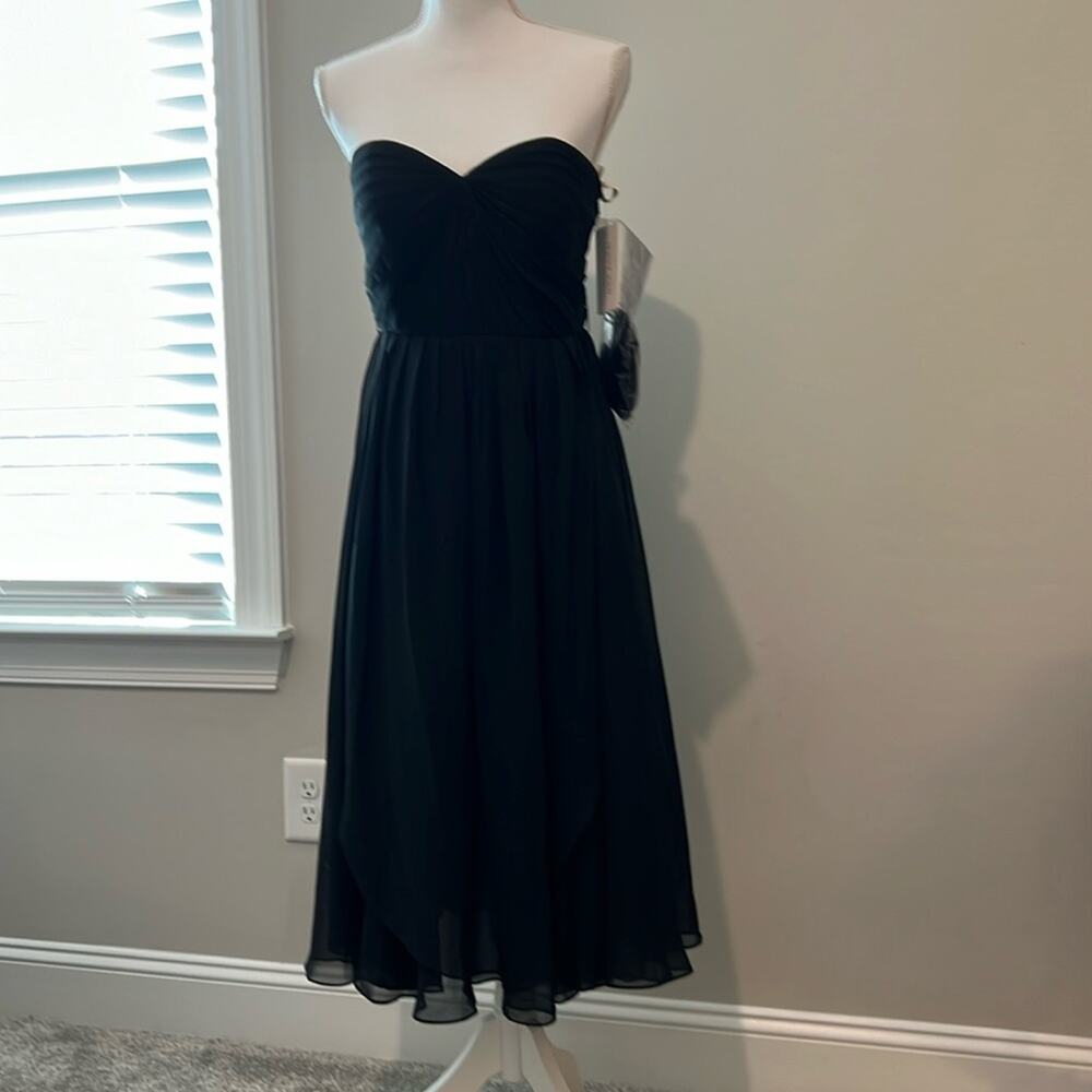 NWT Jenny Yoo Women's Mira Strapless Pleat Chiffon Midi Dress 6 NEW Formal‎